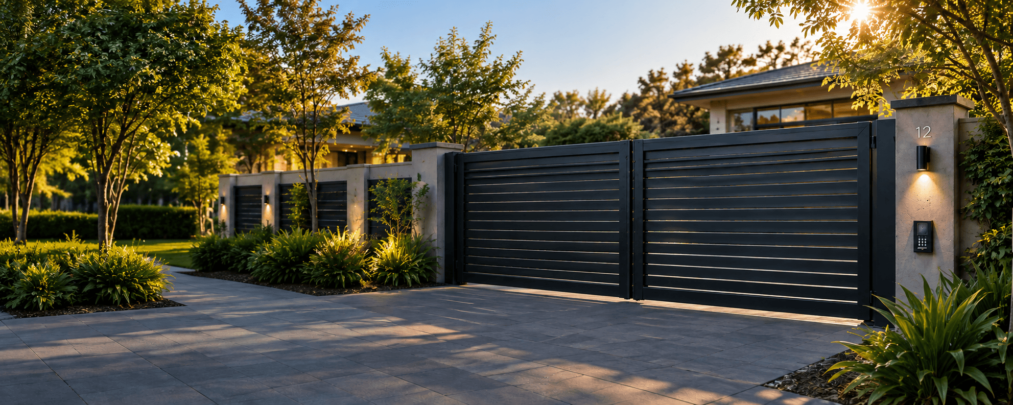 Automatic sliding driveway gate at a Melbourne home