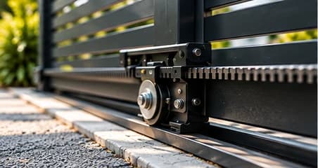 Sliding gate track and motor mechanism