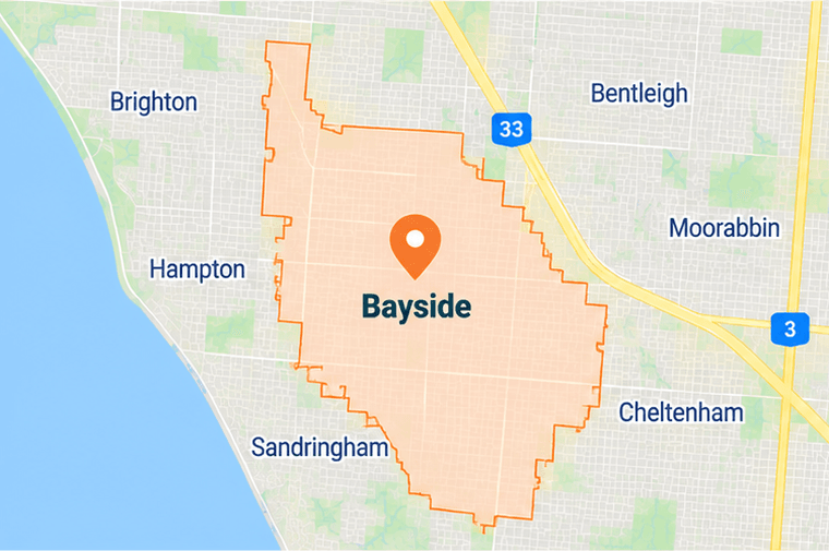 Map of Automatic Gates Repairs Bayside Melbourne service area