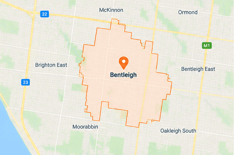 Map of Bentleigh service area in southern Melbourne