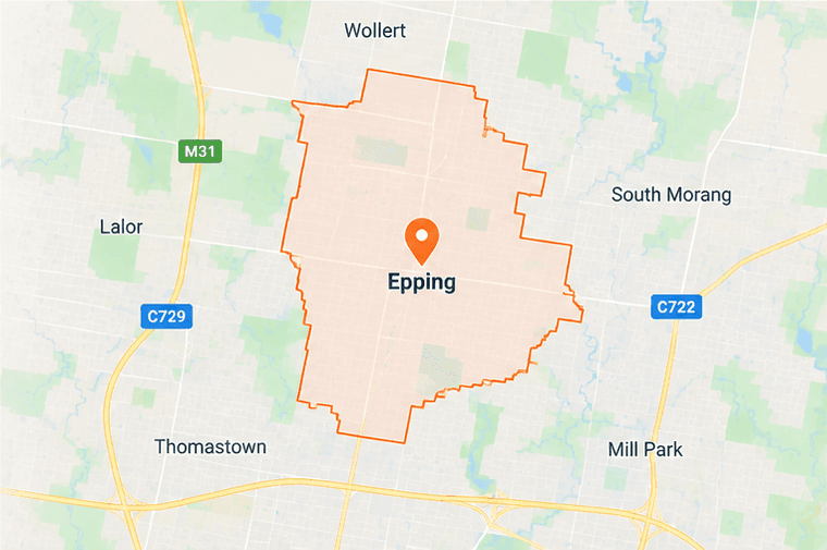 Map of Epping service area in northern Melbourne, Victoria