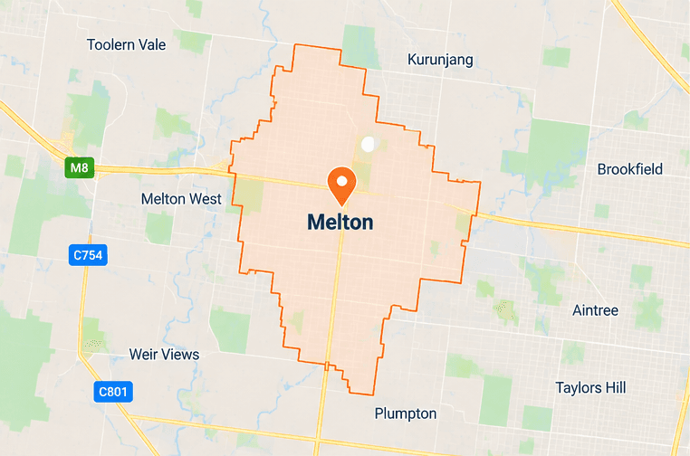 Map of Melton service area in western Melbourne