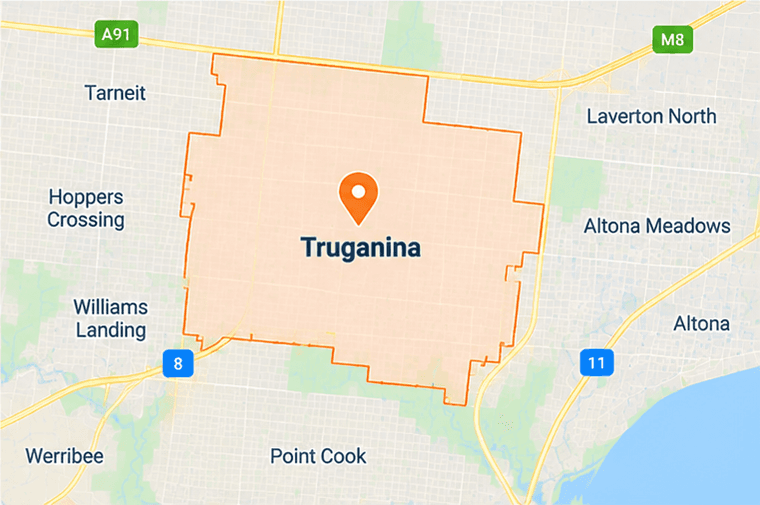 Map of Truganina service area in western Melbourne